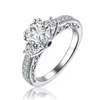 Wholesale Retail 925 Silver Rhodium Plated with 5A Cubic Zirconia UK Style Antique Filigree Trilogy Engagement Ring