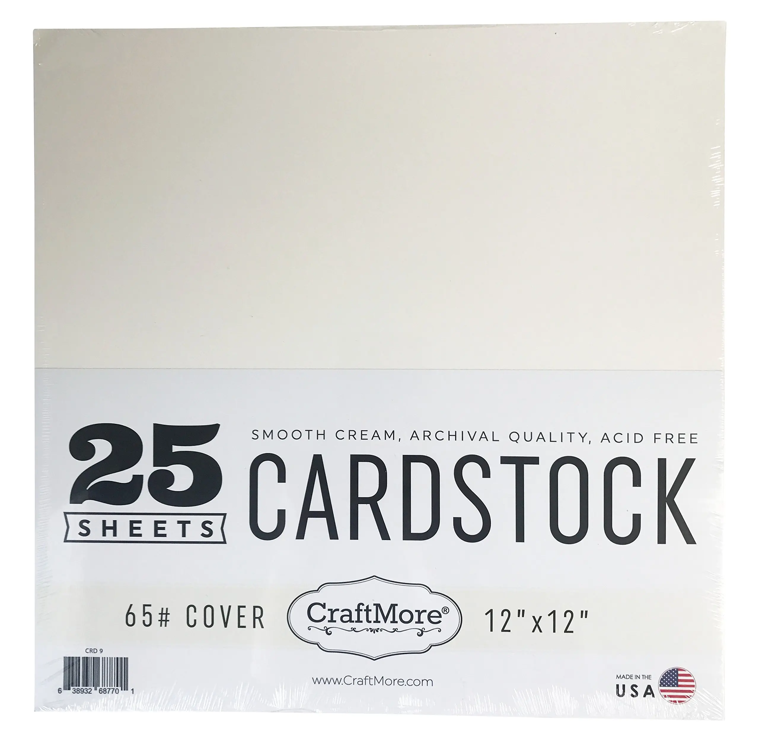 12x12 Black CraftMore Cardstock Paper Value Pack Made in USA 25 Sheets