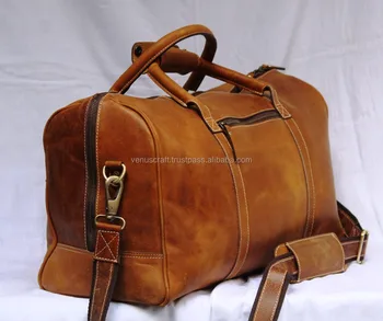 full grain leather duffle bag