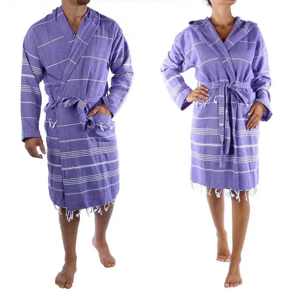 Woven Turkish Classic Pestemal Bathrobe Unisex Peshtemal Bathrobe