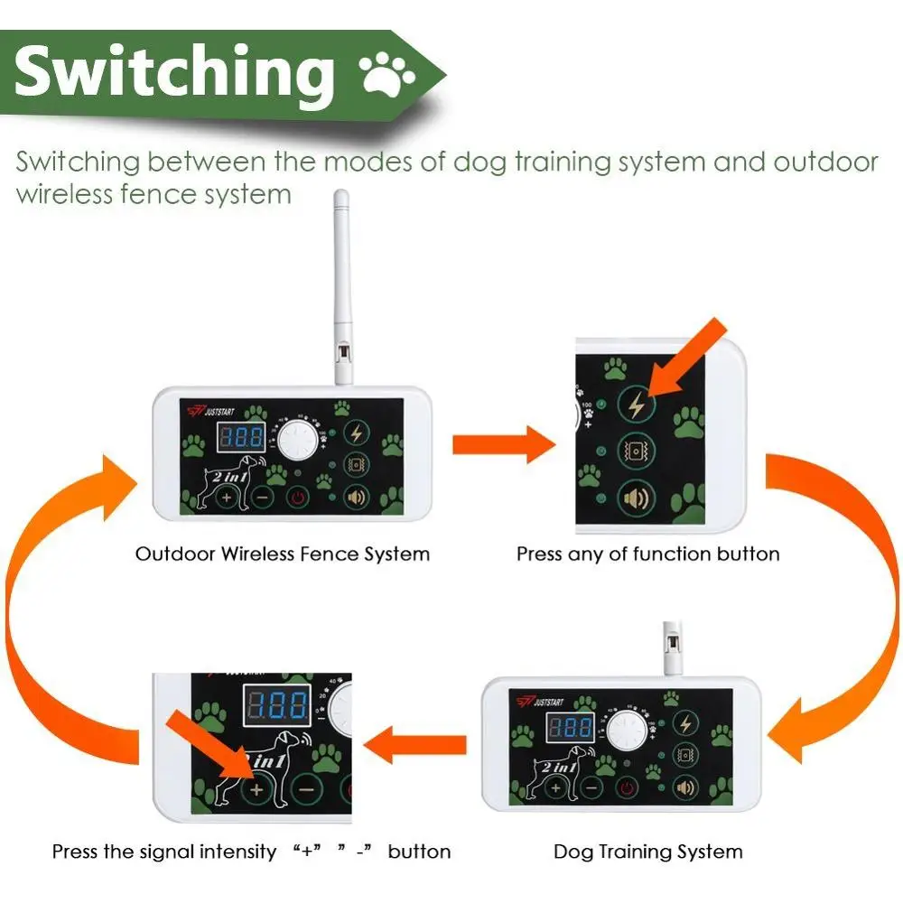 Wireless Pet Containment System Dog Remote Training Collar No Wire 2 In