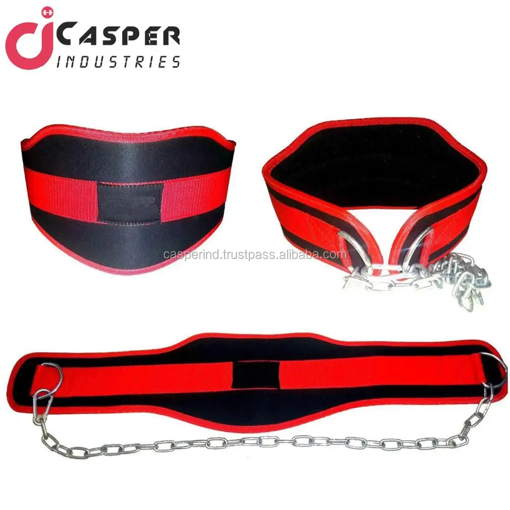 Dip Neoprene Power Weight Lifting Gym Exercise Dipping Belt with Chain 6" Wide