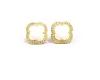 White Agate Cubic Zircon Clover Shape 925 Sterling Silver Jewelry Making Gemstone Stud Earring