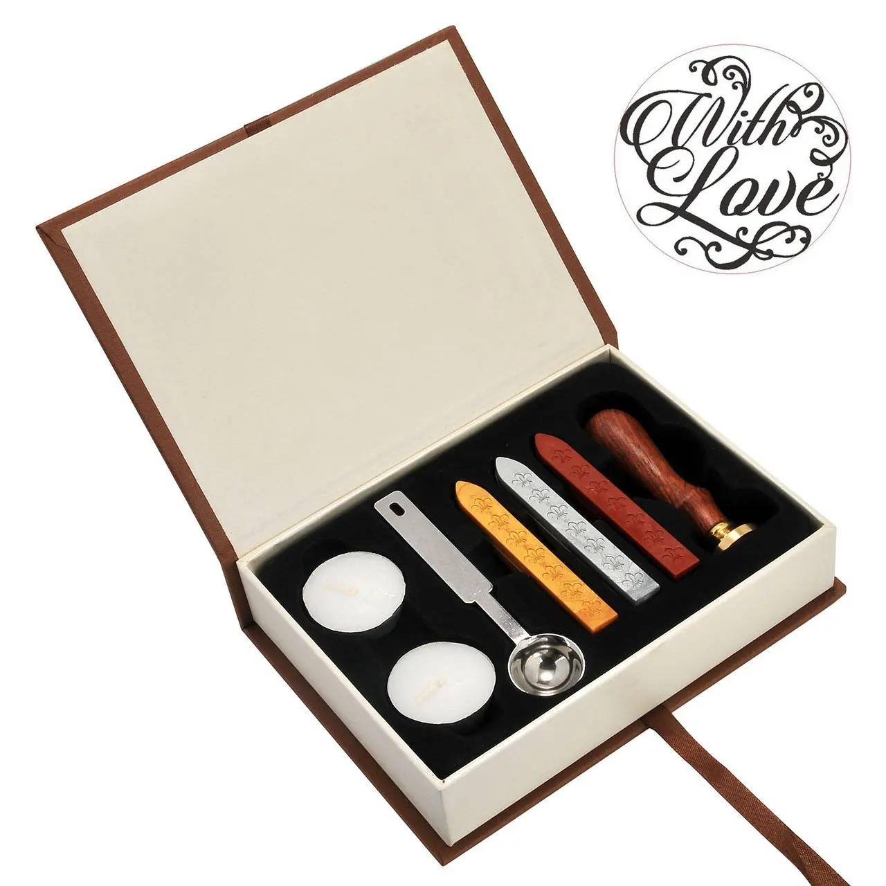 With Love Wax Seal Stamp Kit, Yoption Classic Vintage Seal Wax Stamp Set, Retro Seal Stamps Maker Gift Box Set (With Love)