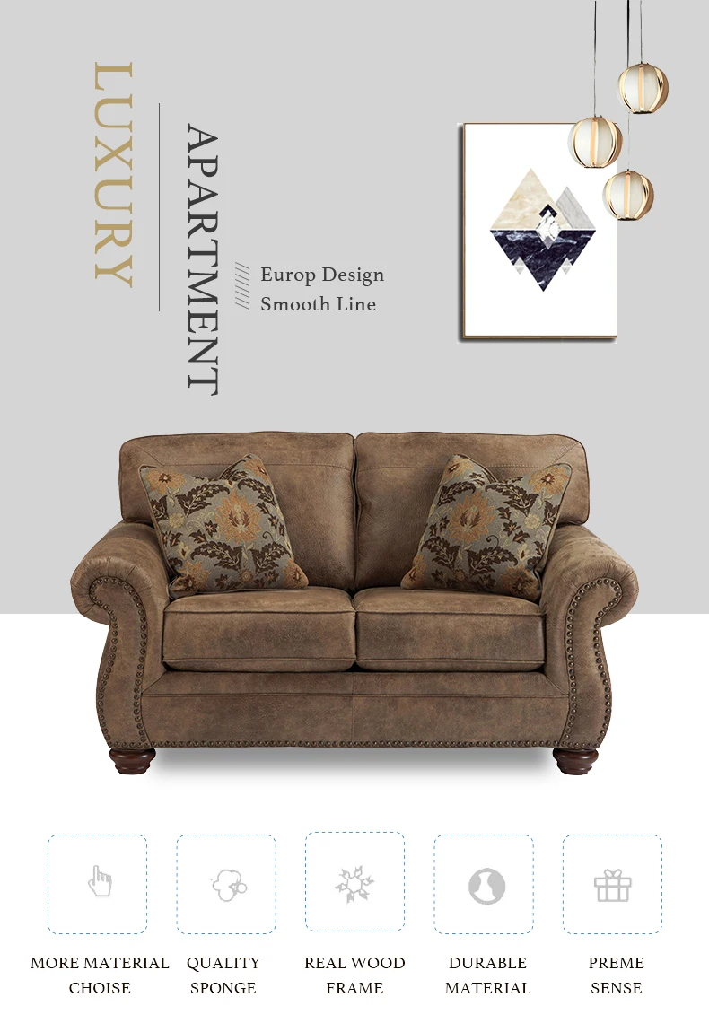 Germany Royal Clical 2 Seater Living Room Small Pu Leather Chesterfield Sofa For L