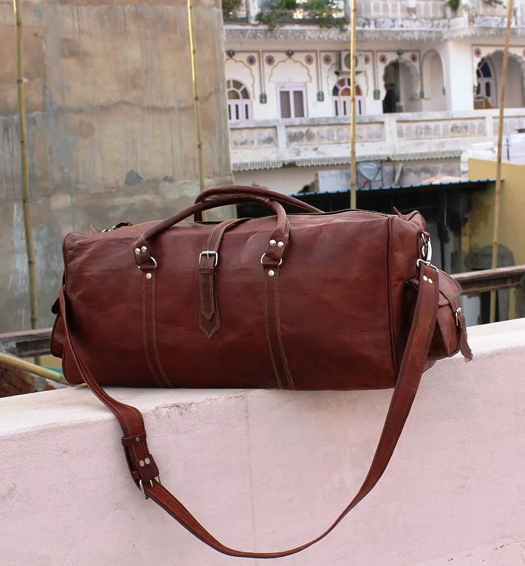 real leather holdall