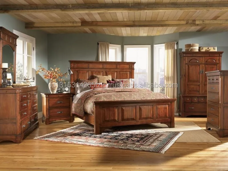 Solid Mahogany Wood Bedroom Set In Walnut Color Buy Bedroom Set Bedroom Furniture Platform Bed Product On Alibaba Com