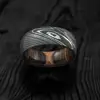 CUSTOM HANDMADE DAMASCUS STEEL IRON WOOD SLEEVE RINGS.