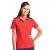 Trendy different color collar and cuff slim fit polo shirtfor women/ Stand-up collar polo shirt for women