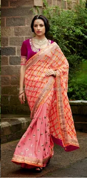 Enchanting Orange Pink Color Combination Graceful Festive Designer Enchanting Orange Pink Color Combination Graceful Festive Designer Sarees
