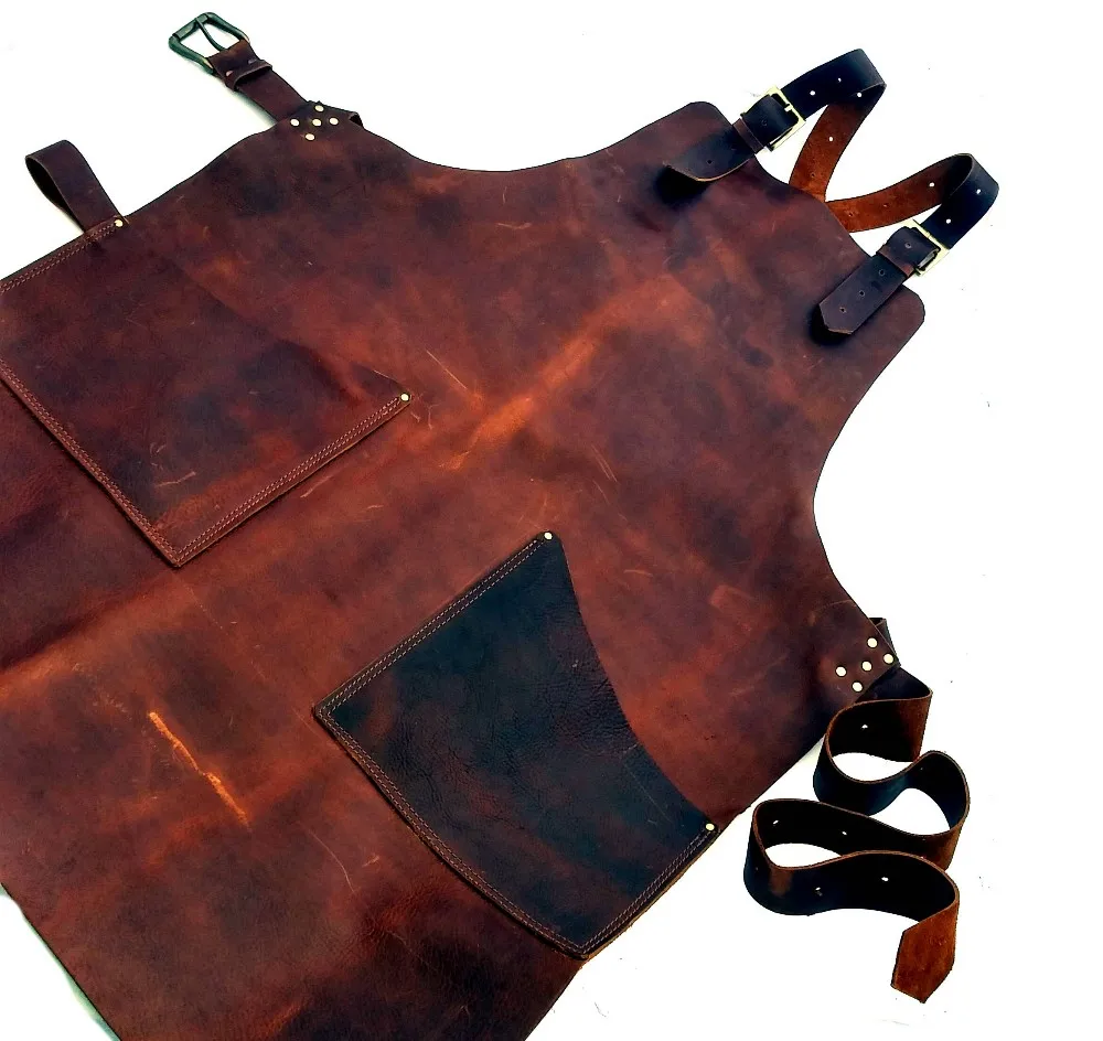 New Leather Work Apron,Chef Apron Made With Genuine Leather,Bartender