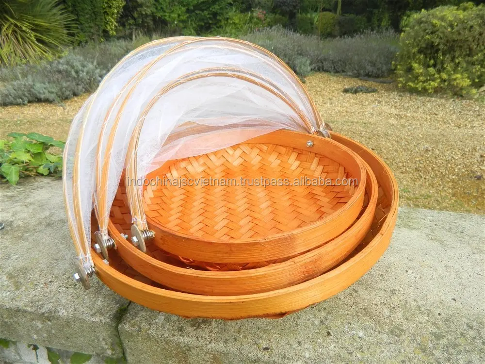 Folding Net Cover Bamboo Fruit Basket For Holding Fruit Buy Fruit Basket With Net Cover,Bamboo