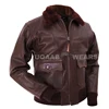 Mens Navy Leather Jacket Aviator G-1 Navy Pilot Bomber Flight Genuine Leather Fur Collar Durable Jacket Military Naval Jacket