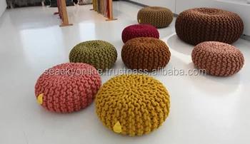 knitted rope pouf