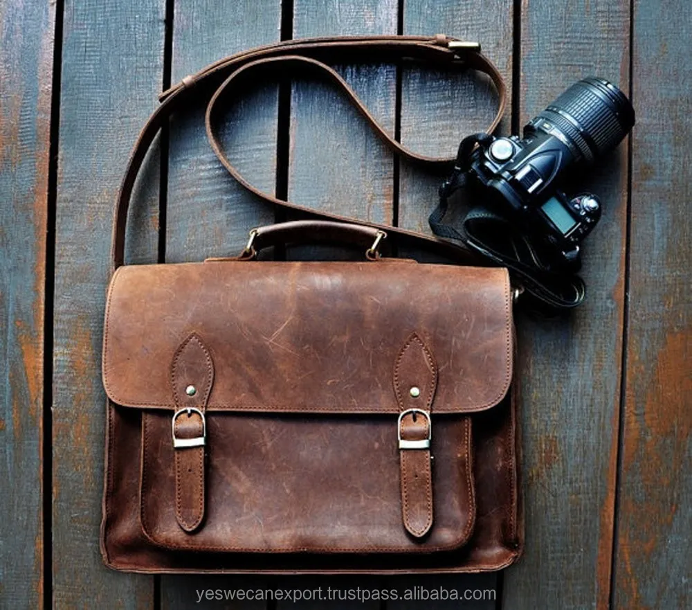 vintage leather camera bag