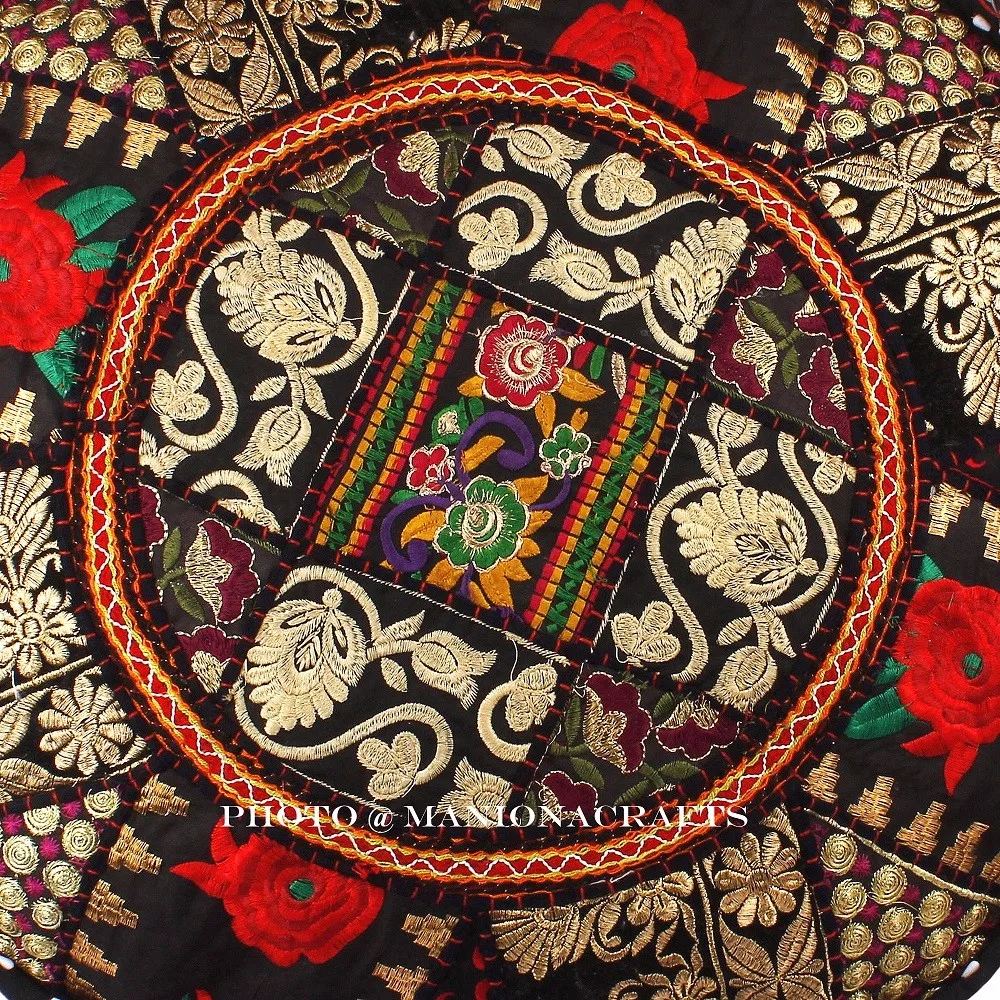 22 In Vintage Patchwork Ottomans Foot Stool Boho Ethnic Pouf Cover Home