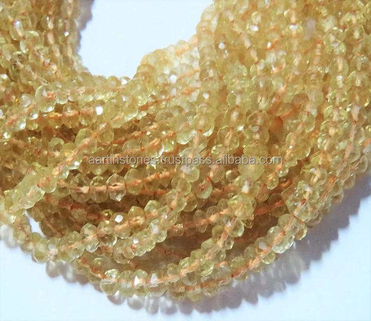 4mm Citrine Micro Faceted rondelle gemstone beads