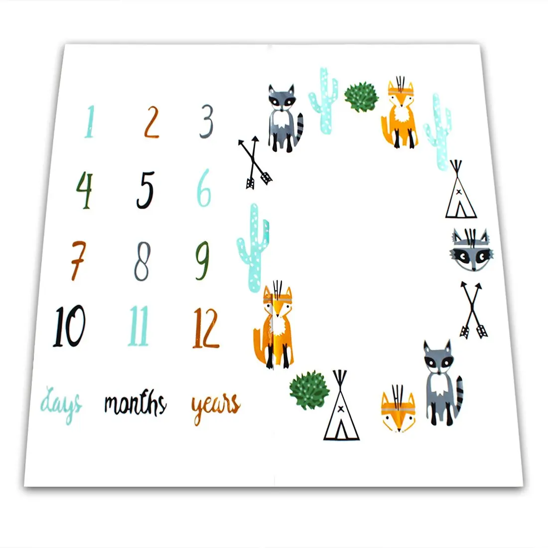 NinkyNonk Personalized Baby Monthly Milestone Blanket Newborn Monthly Photo Blanket Photo Props Shoots Backdrop for Boys Girls