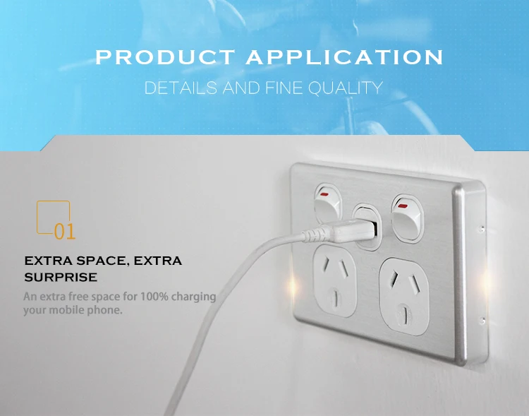 YOUU Australian U1510 Standard 10A 250V Electrical Wall Switch Single Power Point Switch Socket