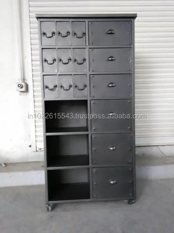 Metal Painted Storage Cabinet With Drawers Vintage Metal Painted Storage Cabinet