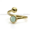 Fashion Jewelry Stack able Engraved Stacking Bezel Set Gemstone Aqua Chalcedony Snake Ring Gold plate Silver