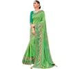 Designer Green Patch Border Bridal Wear Saree
