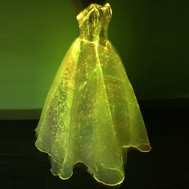 Led Rgb Light Luminous Illuminated Evening Dress Fiber