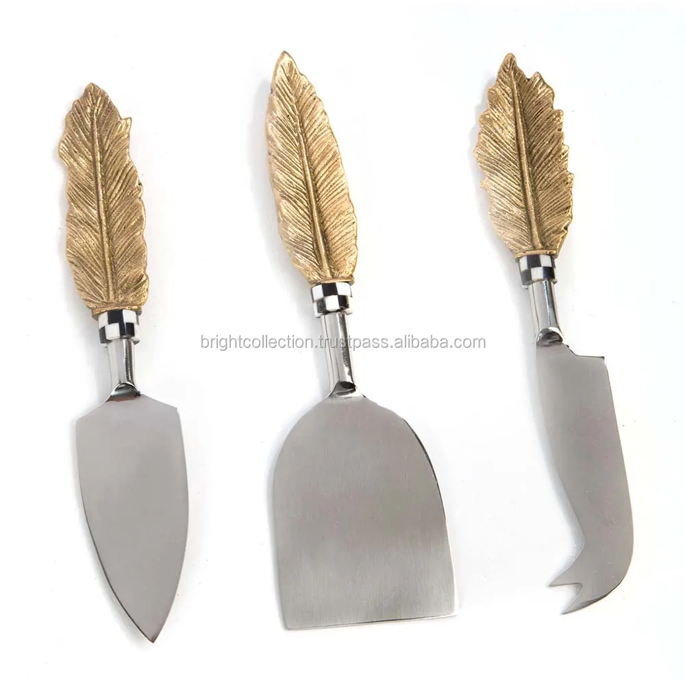 Black Twig Handle Gold Cheese Knives Gold Plated Golden Handle