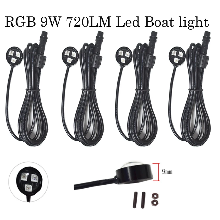 RGB 3x3W 720lm Waterproof LED Marine Light Underwater Boat Ship Lights