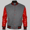Custom Letterman Jackets made of Melton Wool Grey and Red /Inside Quilted Lining Black Custom Letterman Jacket