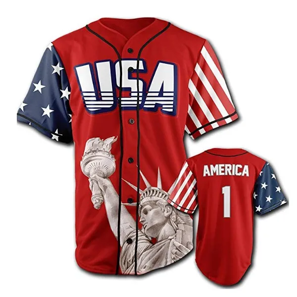 Sports Baseball Uniform Button Up Sublimation Team Usa Baseball Jersey