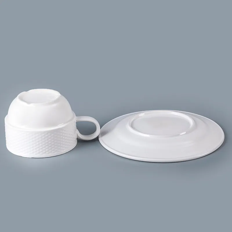 product-China Tableware White 100ml Porcelain Cup With Saucer, Restaurant Quality Tableware White Po-1