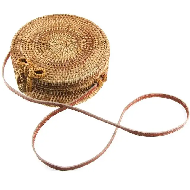 rattan circle crossbody bag