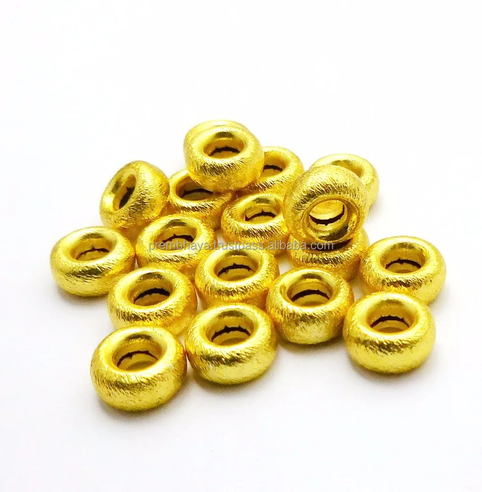 matte bead gold plated metal brushed bead for jewelry making