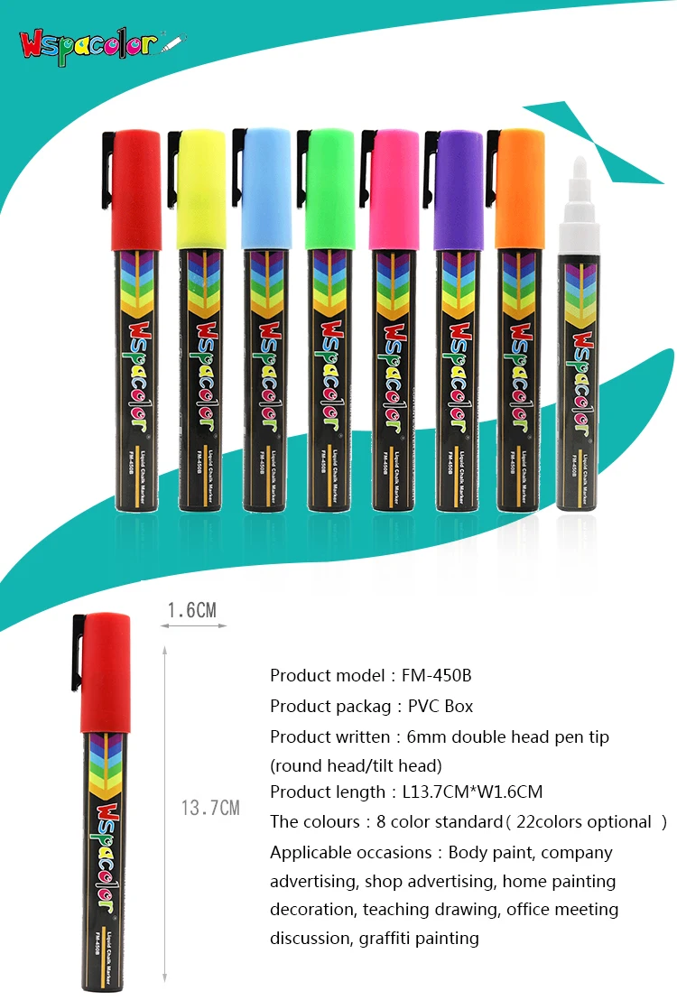 glow in the dark markers, View chalk neon markers, wspacolor Product