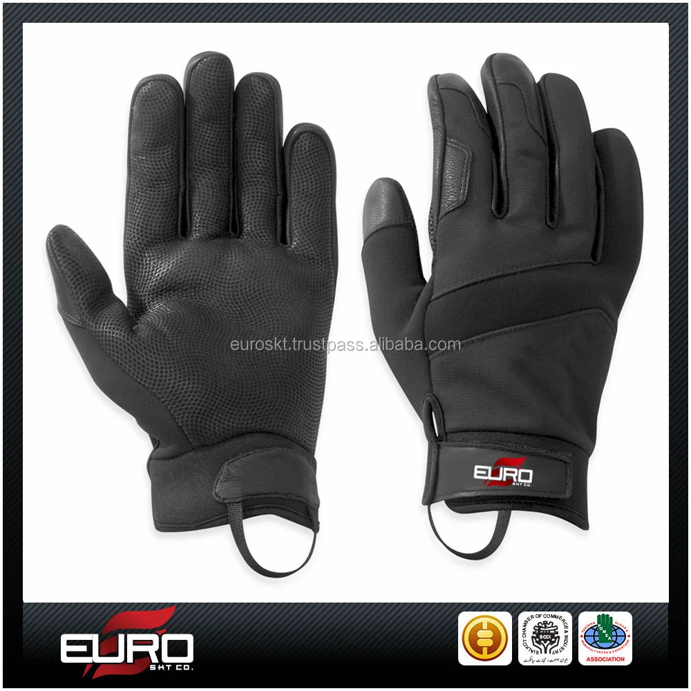 Police Men's Goatskin Black Leather Gloves Police Protective Tactical
