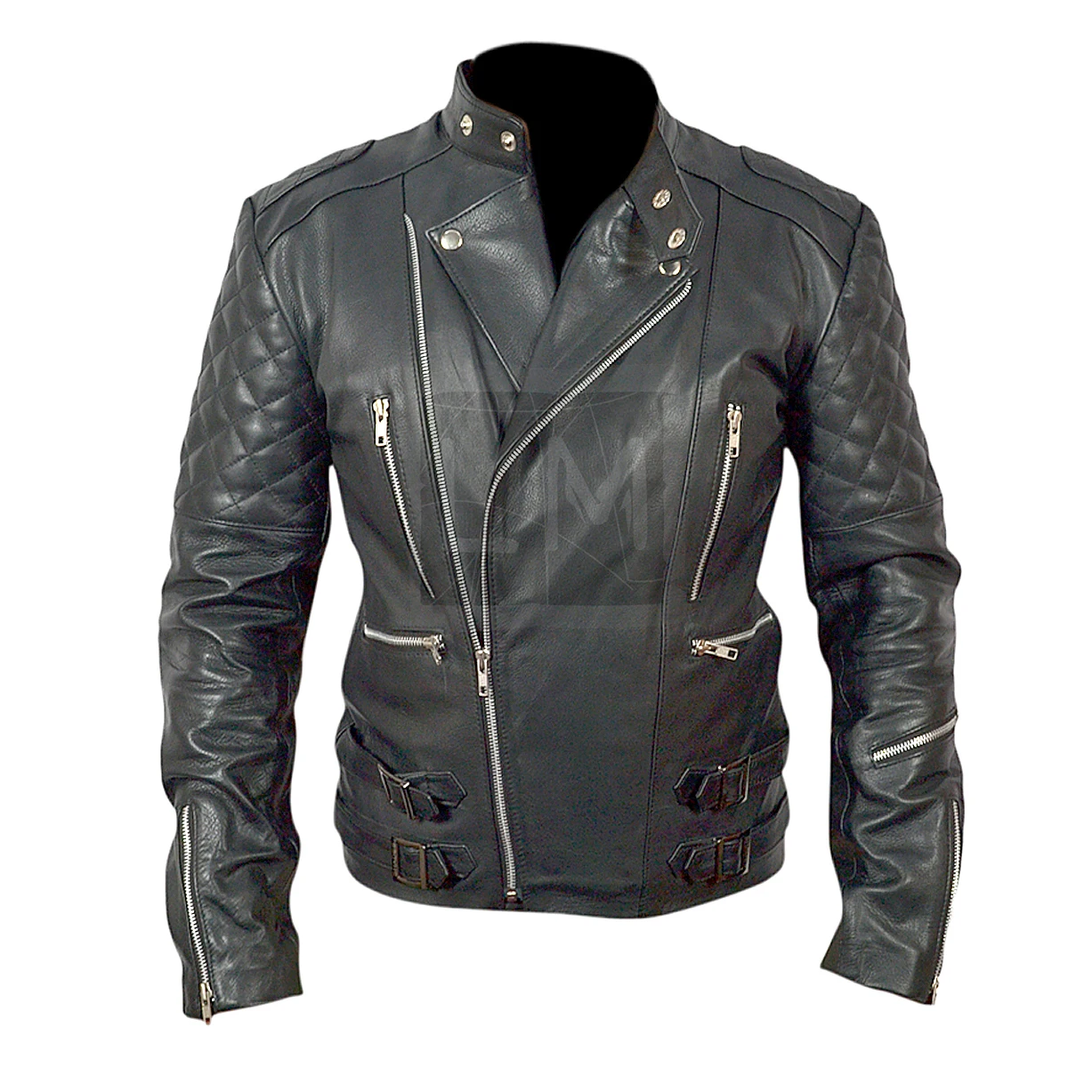 Mens Motorcycle Biker Black Genuine Leather Jacket - Buy Motorcycle ...