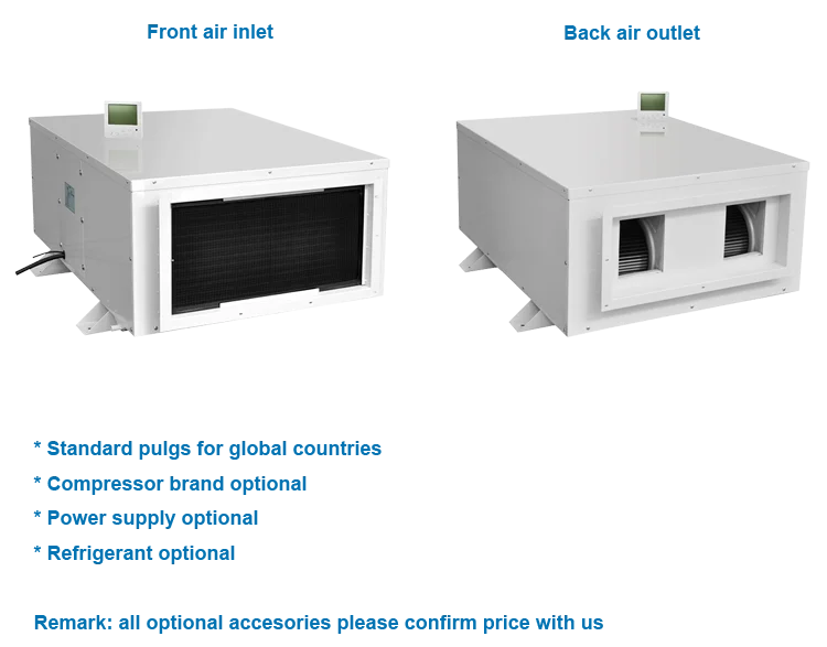 Hight Effect 10kg H Industrial Ceiling Concealed Dehumidifier For