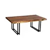 Industrial & vintage iron metal & solid mango wood rusty black & natural design folding dining table