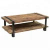 Industrial & vintage rusty grey black iron & old railway sleeper wood coffee table