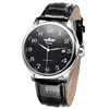 WINNER-458 Simple Mechanical Untra-thin Men Watch Hot Leather Band with Calelndar Business Men Wrist Watches
