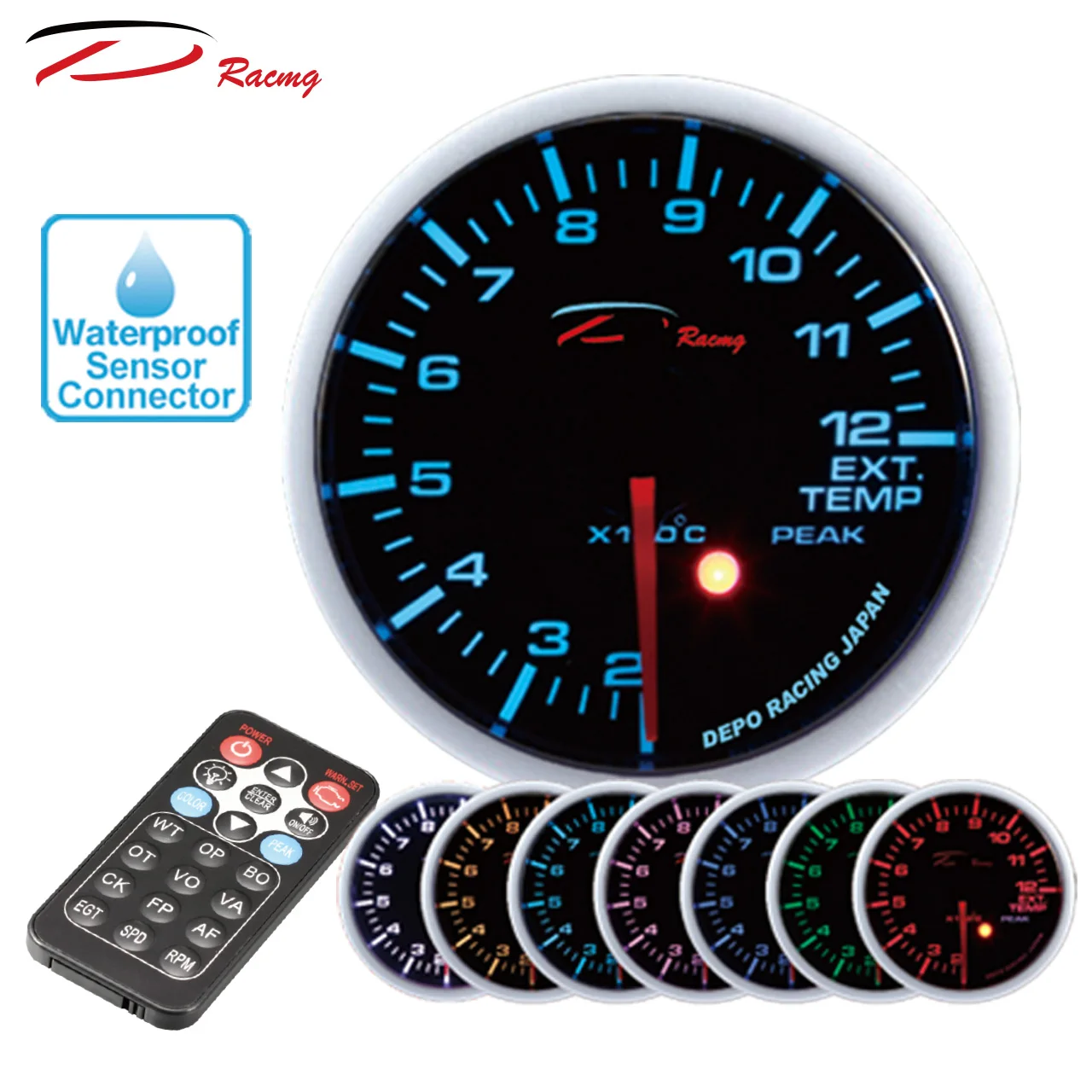 Digital Gauge Cluster, Waterproof 7 Color Backlight 52mm/82mm Water/Oil
