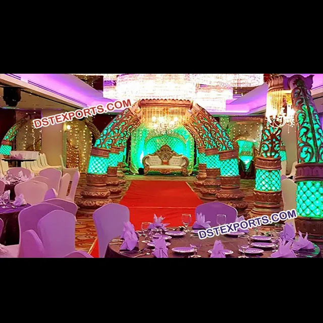 Royal Indian Wedding Decor Entrance Fiber Trunk Pillars Wedding