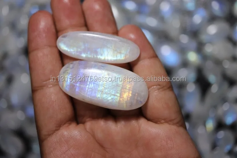 Details about   Natural Top Quality Rainbow Moonstone Gemstone Cabochon Lot Both Side Blue Fire 