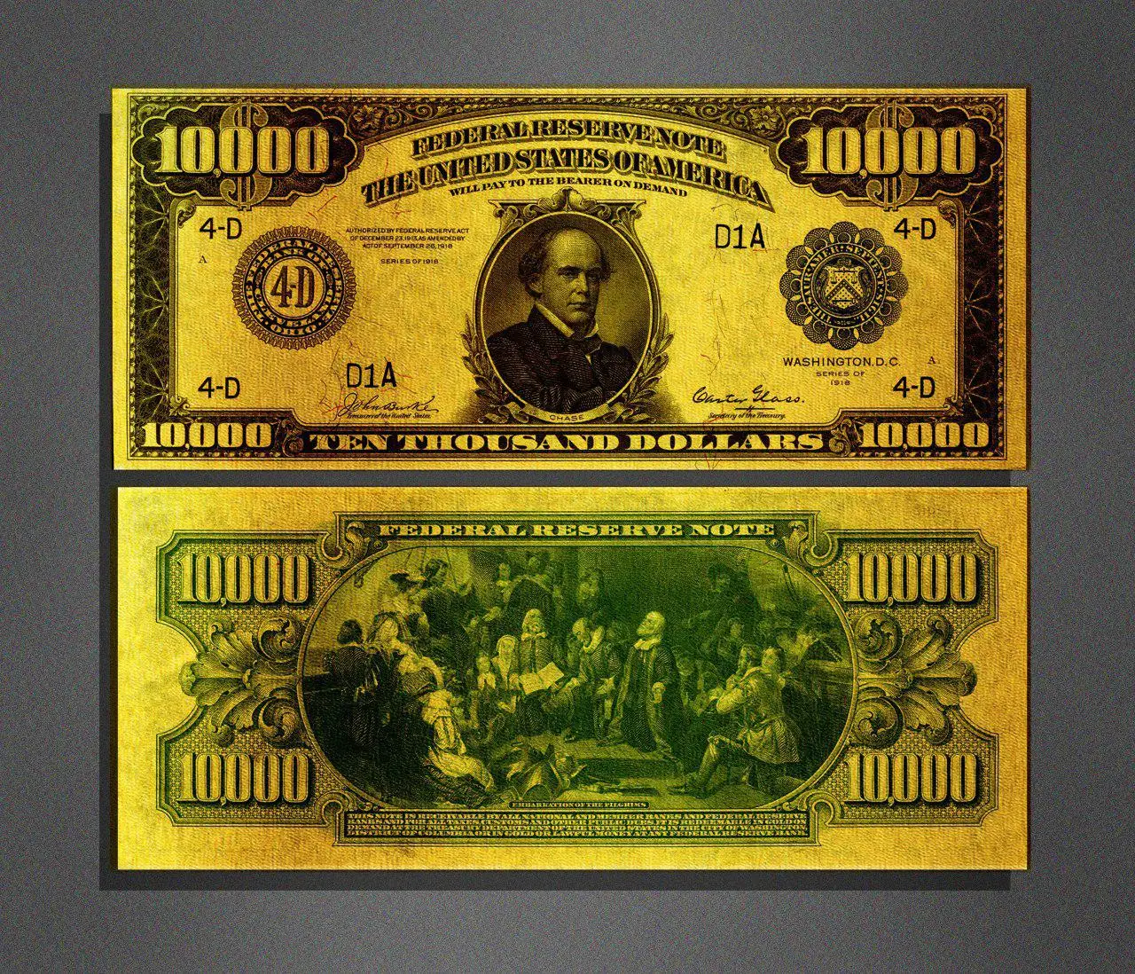 1918 Year Full Set Colorful Gold Banknote US Dollars Set 24k Gold Plated Gifts 