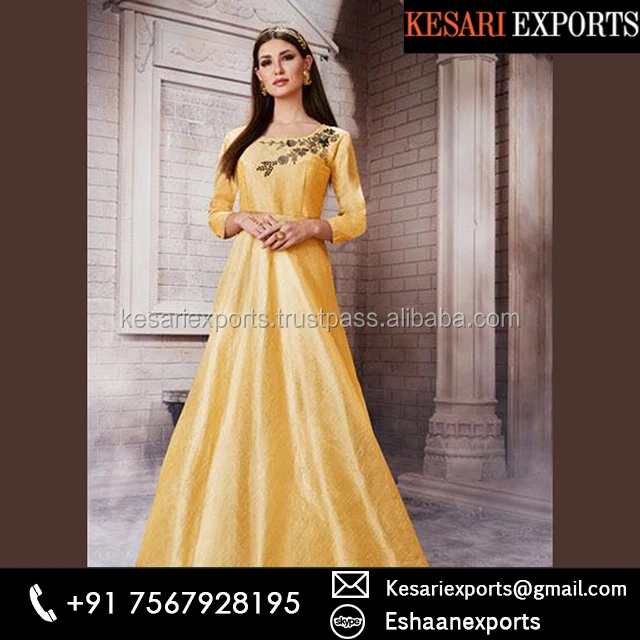 party wear silk gowns designs