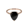 14k Rose Gold Pear Shaped Black Diamond Solitaire Ring