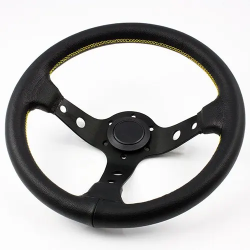 Black PVC, Copper Spoke /& Mark /& Stich SPPC Universal Deep Dish Drift Racing Steering Wheel 350MM