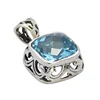 High quality setting 925 sterling silver blue topaz gemstone pendant