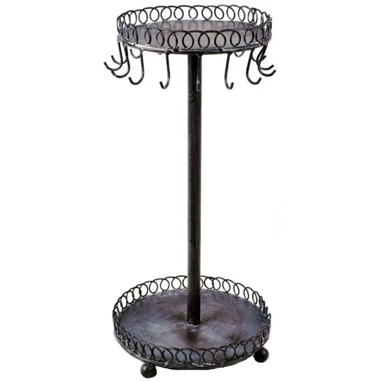Wholesale Promotional Cream White 2tier Round Metal Wire Jewelry Stand